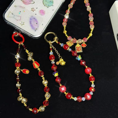 Lucky Cat Lucky Bag Blessing Blessing Word Mobile Phone Chain(Fu word) - Lanyards & Wrist Straps by buy2fix | Online Shopping UK | buy2fix