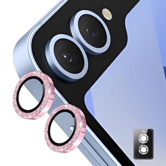 For Samsung Galaxy Z Flip7 ENKAY Hat-Prince 9H Rear Camera Lens Glitter Aluminium Alloy Tempered Glass Film(Pink)