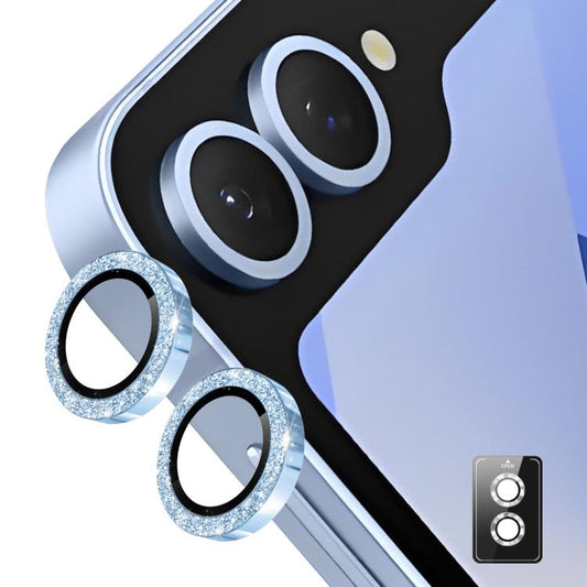 For Samsung Galaxy Z Flip7 ENKAY Hat-Prince 9H Rear Camera Lens Glitter Aluminium Alloy Tempered Glass Film(Blue) - Galaxy Z Flip7 5G Tempered Glass by ENKAY | Online Shopping UK | buy2fix