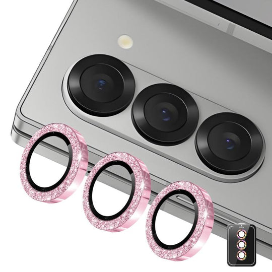 For Samsung Galaxy Z Fold7 ENKAY Hat-Prince 9H Rear Camera Lens Glitter Aluminium Alloy Tempered Glass Film(Pink)