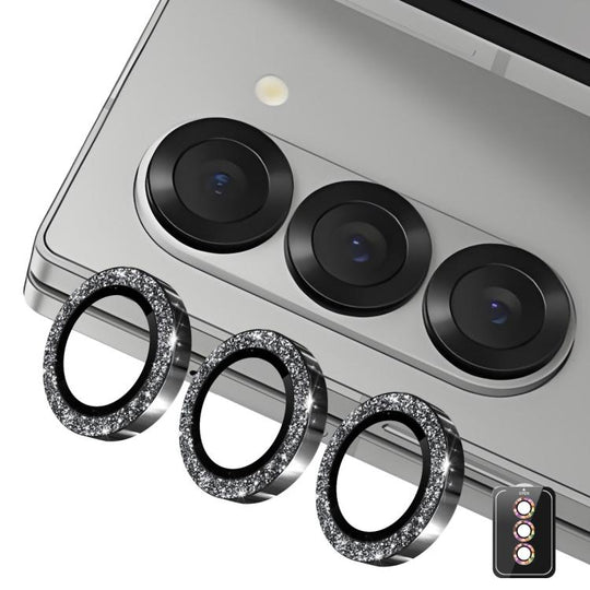 For Samsung Galaxy Z Fold7 ENKAY Hat-Prince 9H Rear Camera Lens Glitter Aluminium Alloy Tempered Glass Film(Black)