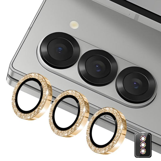 For Samsung Galaxy Z Fold7 ENKAY Hat-Prince 9H Rear Camera Lens Glitter Aluminium Alloy Tempered Glass Film(Golden)