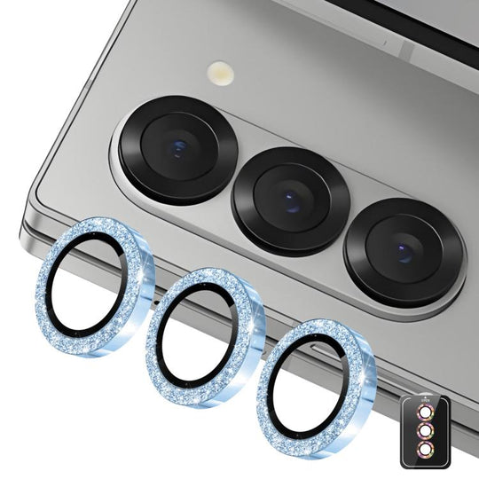 For Samsung Galaxy Z Fold7 ENKAY Hat-Prince 9H Rear Camera Lens Glitter Aluminium Alloy Tempered Glass Film(Blue)