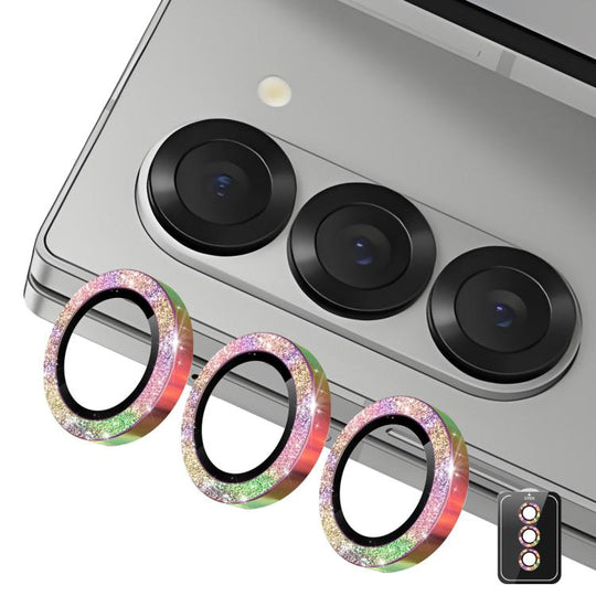 For Samsung Galaxy Z Fold7 ENKAY Hat-Prince 9H Rear Camera Lens Glitter Aluminium Alloy Tempered Glass Film(Colorful)