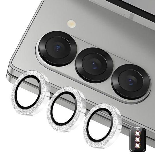 For Samsung Galaxy Z Fold7 ENKAY Hat-Prince 9H Rear Camera Lens Glitter Aluminium Alloy Tempered Glass Film(Silver)
