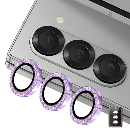 For Samsung Galaxy Z Fold7 ENKAY Hat-Prince 9H Rear Camera Lens Glitter Aluminium Alloy Tempered Glass Film(Purple)