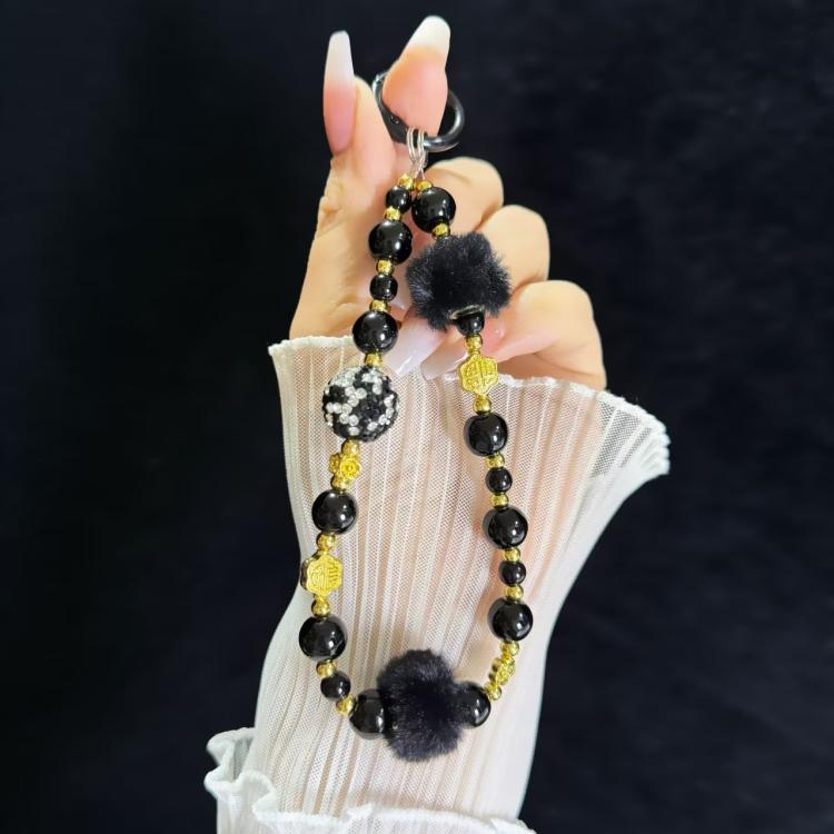 Good Luck Comes To The God Of Wealth Auspicious Phone Chain(Black) - Lanyards & Wrist Straps by buy2fix | Online Shopping UK | buy2fix