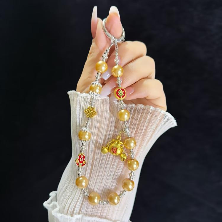 Good Luck Comes To The God Of Wealth Auspicious Phone Chain(Golden) - Lanyards & Wrist Straps by buy2fix | Online Shopping UK | buy2fix