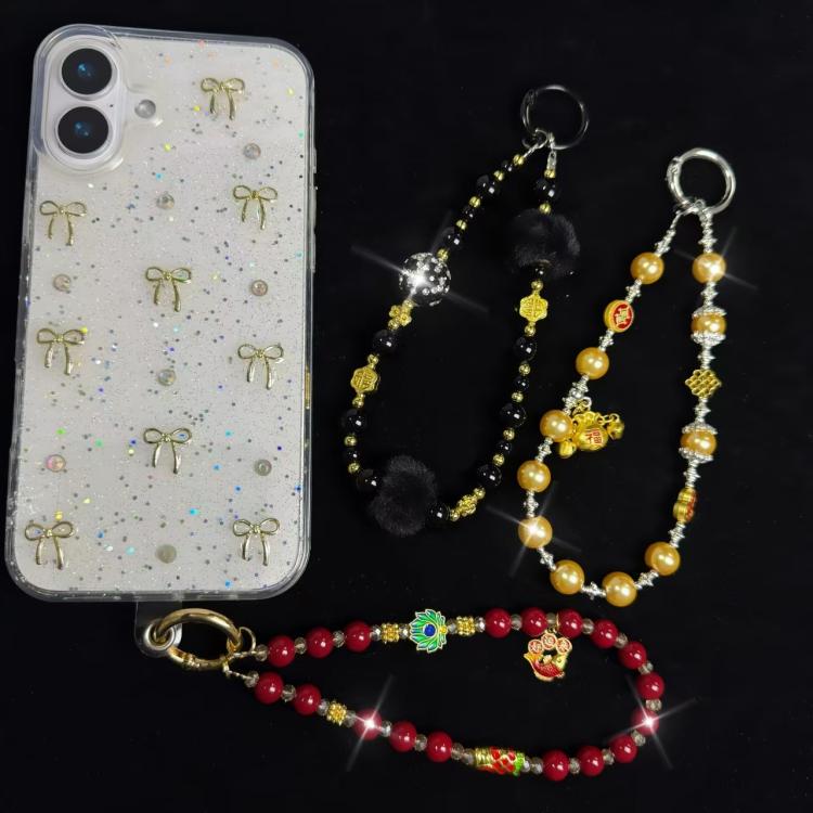 Good Luck Comes To The God Of Wealth Auspicious Phone Chain(Black) - Lanyards & Wrist Straps by buy2fix | Online Shopping UK | buy2fix
