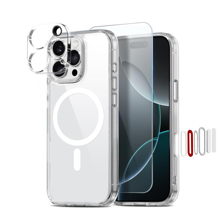 For iPhone 16 Pro Max NORTHJO 3 in 1 PC Magnetic Phone Case with Screen Film and Lens Film(Clear) - iPhone 16 Pro Max Cases by NORTHJO | Online Shopping UK | buy2fix