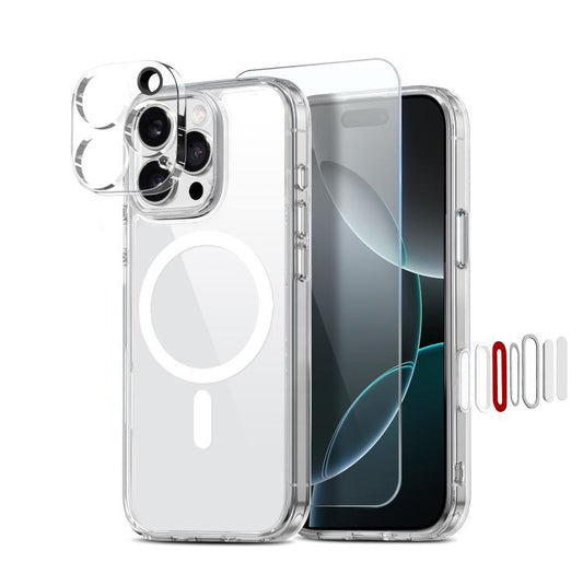 For iPhone 16 Pro Max NORTHJO 3 in 1 PC Magnetic Phone Case with Screen Film and Lens Film(Clear) - iPhone 16 Pro Max Cases by NORTHJO | Online Shopping UK | buy2fix