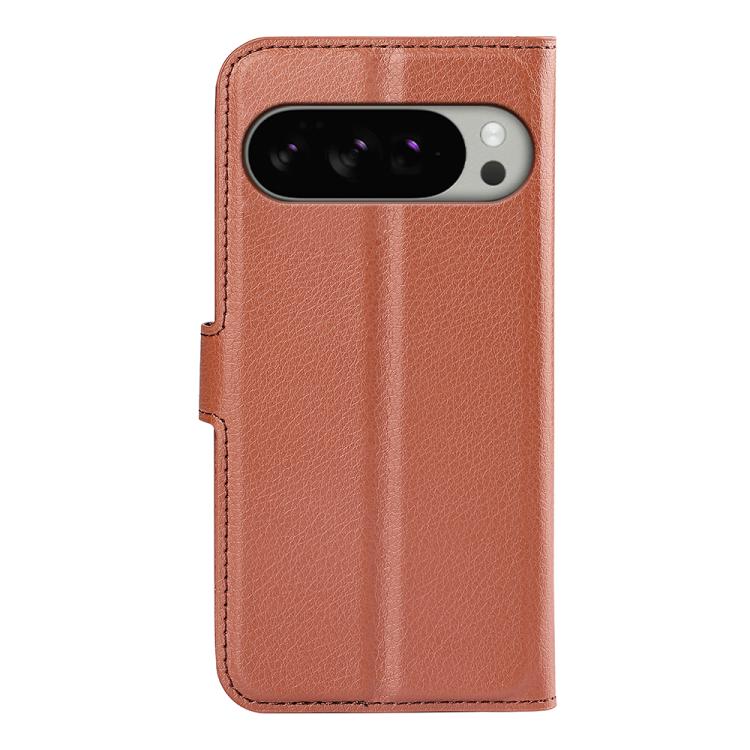 For Google Pixel 10 Pro XL Litchi Texture Horizontal Flip Leather Phone Case with Holder(Brown) - Google Cases by buy2fix | Online Shopping UK | buy2fix
