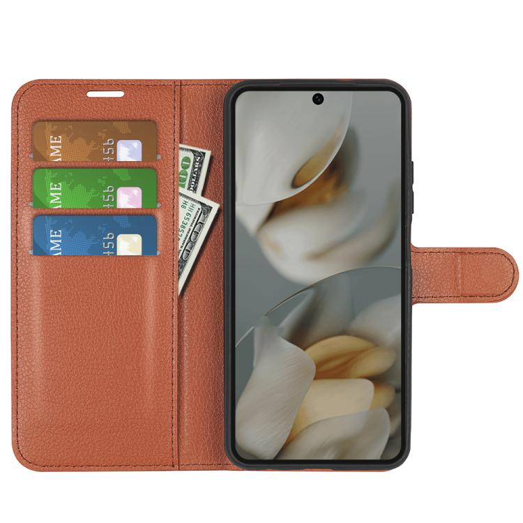 For Google Pixel 10 Pro XL Litchi Texture Horizontal Flip Leather Phone Case with Holder(Brown) - Google Cases by buy2fix | Online Shopping UK | buy2fix