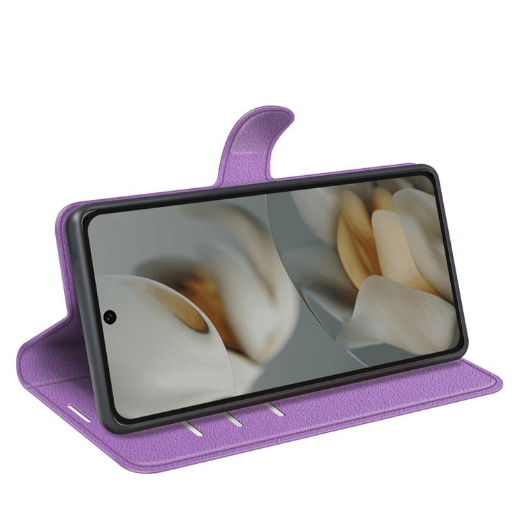 For Google Pixel 10 Pro XL Litchi Texture Horizontal Flip Leather Phone Case with Holder(Purple) - Google Cases by buy2fix | Online Shopping UK | buy2fix