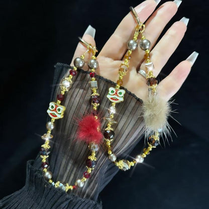 Lion Awakening Hairball Mobile Phone Chain(Golden) - Lanyards & Wrist Straps by buy2fix | Online Shopping UK | buy2fix