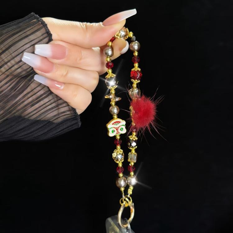 Lion Awakening Hairball Mobile Phone Chain(Red) - Lanyards & Wrist Straps by buy2fix | Online Shopping UK | buy2fix