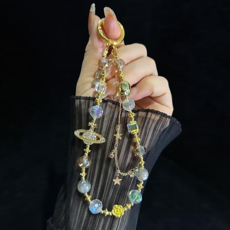 Cosmic Star Color Pearl Phone Chain(Golden) - Lanyards & Wrist Straps by buy2fix | Online Shopping UK | buy2fix