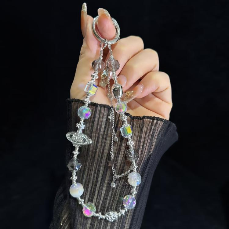 Cosmic Star Color Pearl Phone Chain(Argent) - Lanyards & Wrist Straps by buy2fix | Online Shopping UK | buy2fix