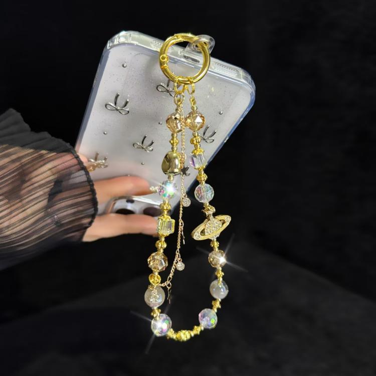 Cosmic Star Color Pearl Phone Chain(Golden) - Lanyards & Wrist Straps by buy2fix | Online Shopping UK | buy2fix