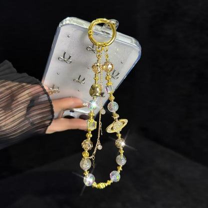 Cosmic Star Color Pearl Phone Chain(Golden) - Lanyards & Wrist Straps by buy2fix | Online Shopping UK | buy2fix