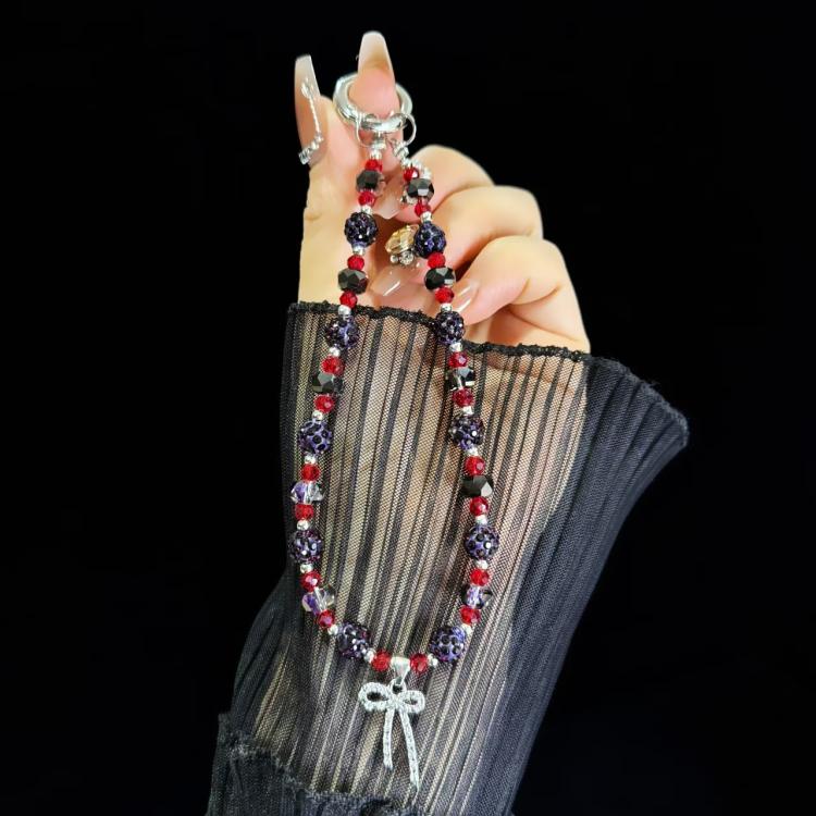 Colored Clay Bow Fashion Phone Chain(Amaranth) - Lanyards & Wrist Straps by buy2fix | Online Shopping UK | buy2fix