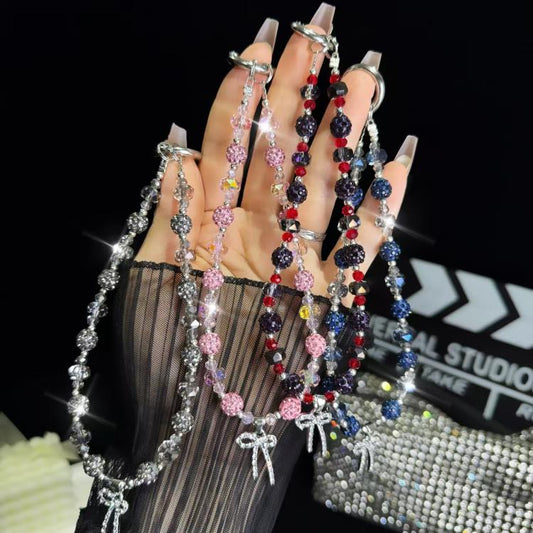 Colored Clay Bow Fashion Phone Chain(Amaranth) - Lanyards & Wrist Straps by buy2fix | Online Shopping UK | buy2fix