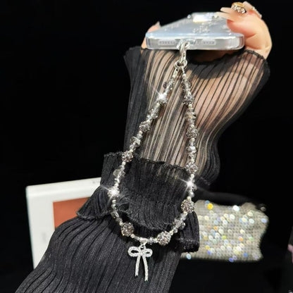 Colored Clay Bow Fashion Phone Chain(Argent) - Lanyards & Wrist Straps by buy2fix | Online Shopping UK | buy2fix