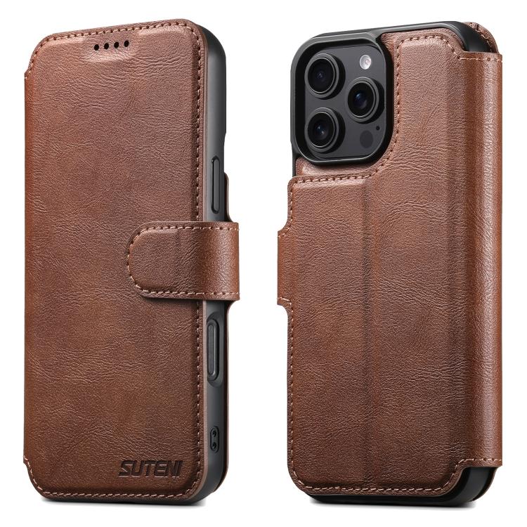 For iPhone 16 Pro Max Suteni Q05 2-in-1 Multi-function Detachable Wallet MagSafe Phone Case(Brown) - iPhone 16 Pro Max Cases by Suteni | Online Shopping UK | buy2fix