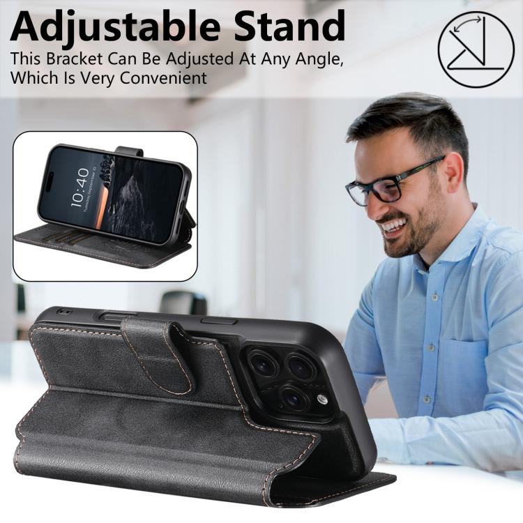 For iPhone 16 Pro Suteni Q05 2-in-1 Multi-function Detachable Wallet MagSafe Phone Case(Black) - iPhone 16 Pro Cases by Suteni | Online Shopping UK | buy2fix