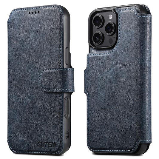 For iPhone 16 Pro Suteni Q05 2-in-1 Multi-function Detachable Wallet MagSafe Phone Case(Blue) - iPhone 16 Pro Cases by Suteni | Online Shopping UK | buy2fix
