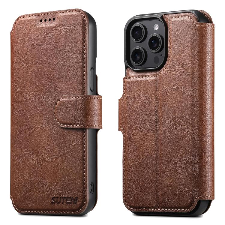 For iPhone 15 Pro Max Suteni Q05 2-in-1 Multi-function Detachable Wallet MagSafe Phone Case(Brown) - iPhone 15 Pro Max Cases by Suteni | Online Shopping UK | buy2fix