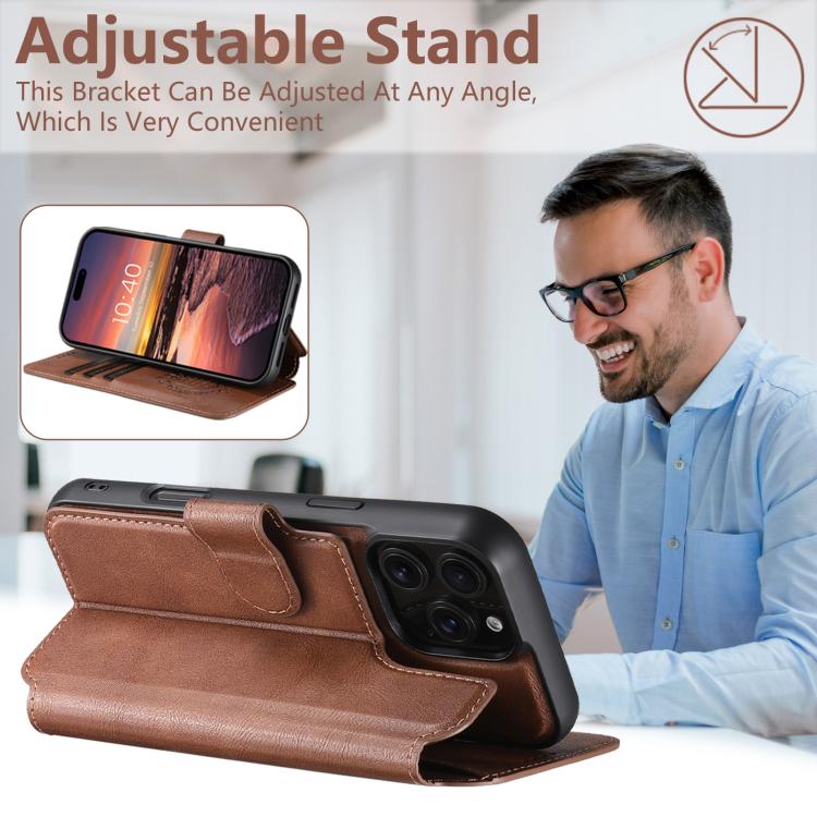 For iPhone 15 Pro Max Suteni Q05 2-in-1 Multi-function Detachable Wallet MagSafe Phone Case(Brown) - iPhone 15 Pro Max Cases by Suteni | Online Shopping UK | buy2fix