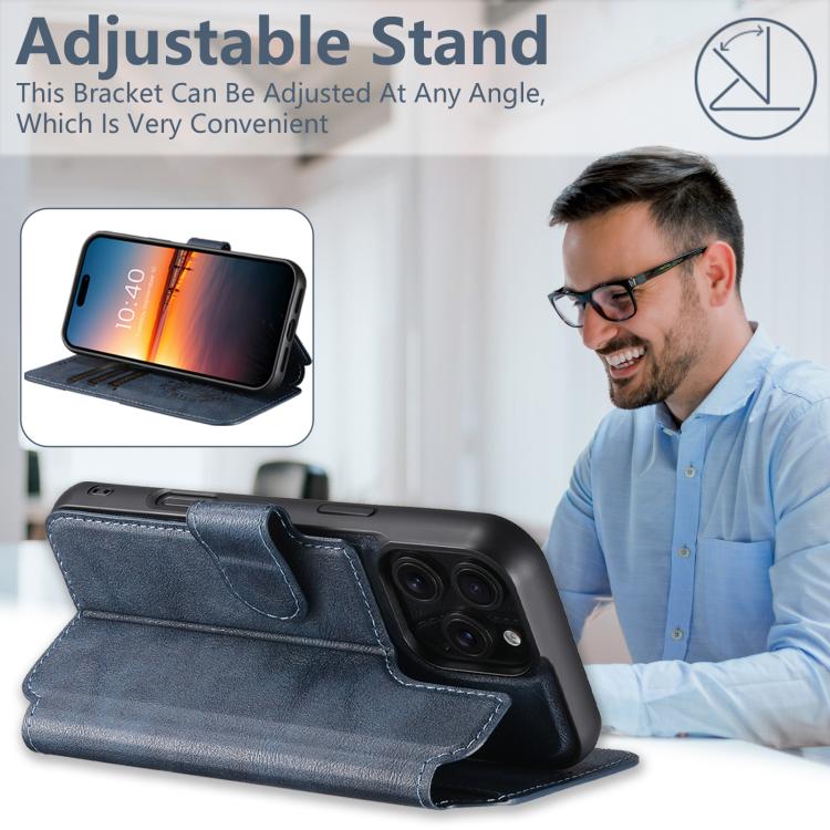 For iPhone 15 Pro Max Suteni Q05 2-in-1 Multi-function Detachable Wallet MagSafe Phone Case(Blue) - iPhone 15 Pro Max Cases by Suteni | Online Shopping UK | buy2fix