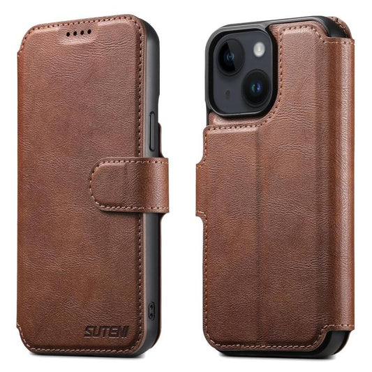For iPhone 15 Suteni Q05 2-in-1 Multi-function Detachable Wallet MagSafe Phone Case(Brown) - iPhone 15 Cases by Suteni | Online Shopping UK | buy2fix