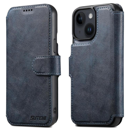 For iPhone 14 Suteni Q05 2-in-1 Multi-function Detachable Wallet MagSafe Phone Case(Blue) - iPhone 14 Cases by Suteni | Online Shopping UK | buy2fix