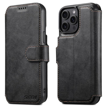 For iPhone 12 Pro Max Suteni Q05 2-in-1 Multi-function Detachable Wallet MagSafe Phone Case(Black) - iPhone 12 Pro Max Cases by Suteni | Online Shopping UK | buy2fix