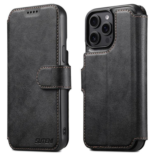 For iPhone 12 Pro Max Suteni Q05 2-in-1 Multi-function Detachable Wallet MagSafe Phone Case(Black) - iPhone 12 Pro Max Cases by Suteni | Online Shopping UK | buy2fix