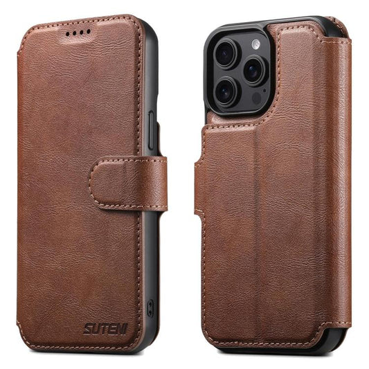 For iPhone 12 Pro Max Suteni Q05 2-in-1 Multi-function Detachable Wallet MagSafe Phone Case(Brown) - iPhone 12 Pro Max Cases by Suteni | Online Shopping UK | buy2fix