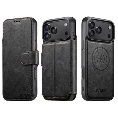 For iPhone 17 Pro Max Suteni Q05 2-in-1 Multi-function Detachable Wallet MagSafe Phone Case(Black) - iPhone 17 Pro Max Cases by Suteni | Online Shopping UK | buy2fix