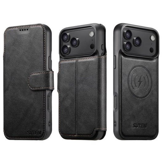 For iPhone 17 Pro Max Suteni Q05 2-in-1 Multi-function Detachable Wallet MagSafe Phone Case(Black) - iPhone 17 Pro Max Cases by Suteni | Online Shopping UK | buy2fix