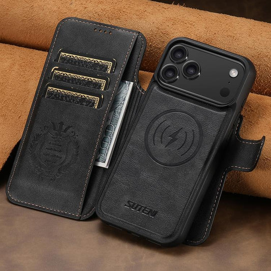 For iPhone 17 Pro Max Suteni Q05 2-in-1 Multi-function Detachable Wallet MagSafe Phone Case(Black) - iPhone 17 Pro Max Cases by Suteni | Online Shopping UK | buy2fix