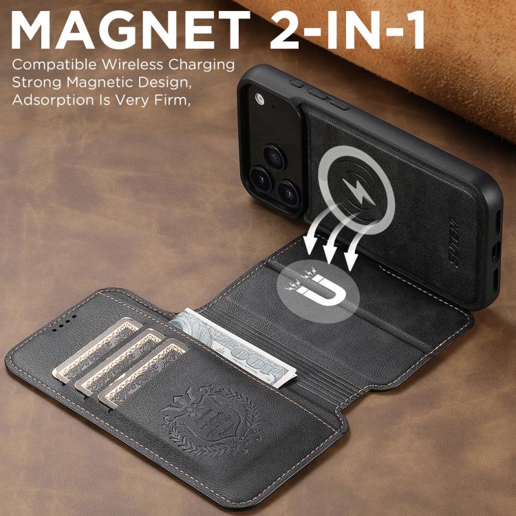 For iPhone 17 Pro Max Suteni Q05 2-in-1 Multi-function Detachable Wallet MagSafe Phone Case(Black) - iPhone 17 Pro Max Cases by Suteni | Online Shopping UK | buy2fix