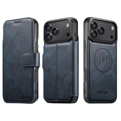 For iPhone 17 Pro Suteni Q05 2-in-1 Multi-function Detachable Wallet MagSafe Phone Case(Blue) - iPhone 17 Pro Cases by Suteni | Online Shopping UK | buy2fix