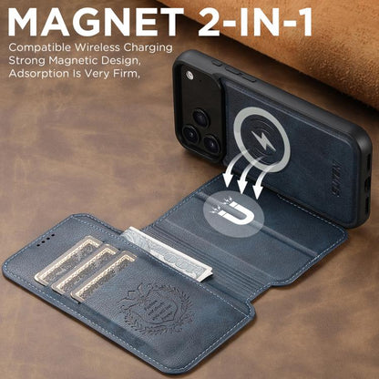 For iPhone 17 Pro Suteni Q05 2-in-1 Multi-function Detachable Wallet MagSafe Phone Case(Blue) - iPhone 17 Pro Cases by Suteni | Online Shopping UK | buy2fix