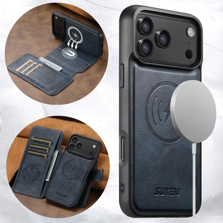 For iPhone 17 Pro Suteni Q05 2-in-1 Multi-function Detachable Wallet MagSafe Phone Case(Blue) - iPhone 17 Pro Cases by Suteni | Online Shopping UK | buy2fix