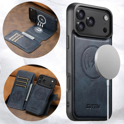 For iPhone 17 Pro Suteni Q05 2-in-1 Multi-function Detachable Wallet MagSafe Phone Case(Blue) - iPhone 17 Pro Cases by Suteni | Online Shopping UK | buy2fix
