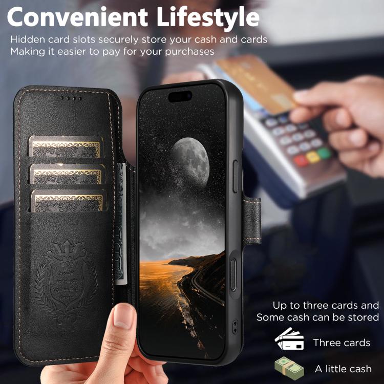 For iPhone Air Suteni Q05 2-in-1 Multi-function Detachable Wallet MagSafe Phone Case(Black) - iPhone Air Cases by Suteni | Online Shopping UK | buy2fix