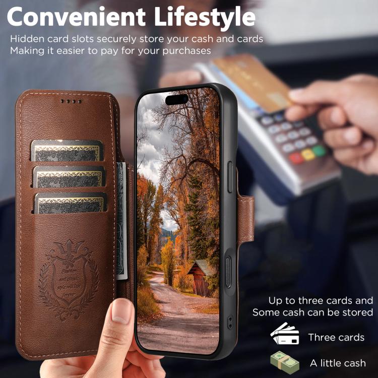 For iPhone 17 Air Suteni Q05 2-in-1 Multi-function Detachable Wallet MagSafe Phone Case(Brown) - iPhone 17 Air Cases by Suteni | Online Shopping UK | buy2fix