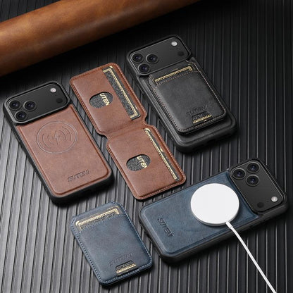 For iPhone Air Suteni M5 Magnetic Card Bag MagSafe Leather Phone Case(Black) - iPhone Air Cases by Suteni | Online Shopping UK | buy2fix