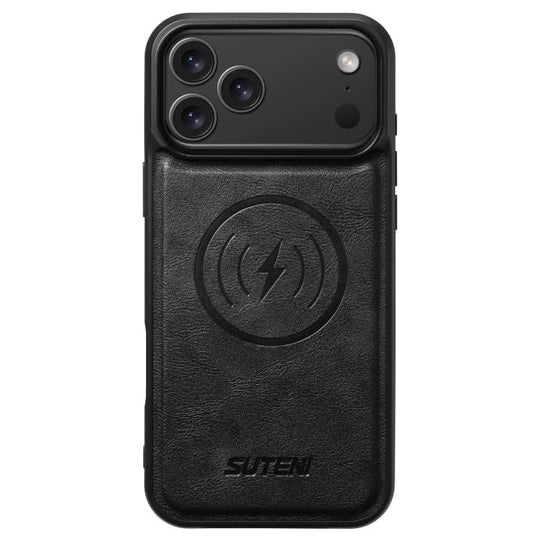 For iPhone 17 Pro Max Suteni G5 Cowhide Leather MagSafe Magnetic Phone Case(Black)
